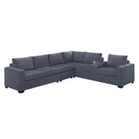 Wide-welt Corduroy Sectional Set With Console by Latitude Run