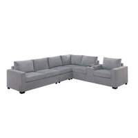 Wide-welt Corduroy Sectional Set With Console by Latitude Run