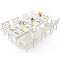 10-Piece All-Weather HDPE Patio Dining Set for 8 with Umbrella Hole by Red Barrel Studio