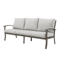 Nettleton Aluminum 3-Seat Outdoor Patio Sofa With Light Gray Cushions