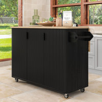 Mid-Century Modern Rolling Kitchen Island with Adjustable Storage by Latitude Run