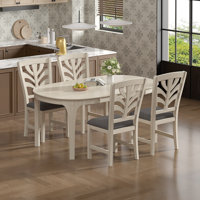 Vicktor Solid Wood Dining Table Set For 4, Breakfast Nook Table Set, With Kitchen Table And Upholstered Chairs, Space-Saving Dinette Set, Kitchen Tabl by Wildon Home