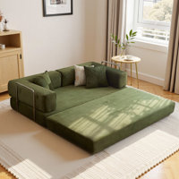 Kaveri Convertible Sofa Bed - Foldable Floor Couch with Teddy Foam - Modular Sectional for Living Room, Bedroom, Studio - Compression Sofa in Box by Wrought Studio
