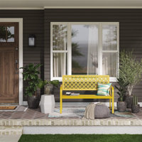 Outdoor Garden Bench with Armrests, Durable Design for Lawn, Yard, Porch, and Lake Shore by Red Barrel Studio