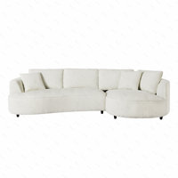 122.04 inch Corduroy Upholstered Sectional Sofa with Right Facing Chaise for Living Room Office Corner White Corduroy Modern Sofa by Hokku Designs