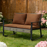 Outdoor rattan rocking loveseat chair by Winston Porter