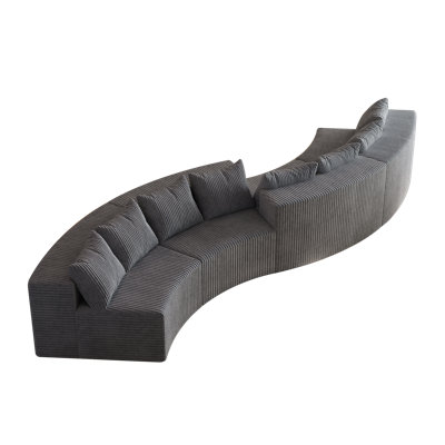 Layton Curved Sectional Sofa with 8 Pillows