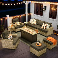 Wahkon Wicker/Rattan 5 - Person Seating Group With Swivel Chairs and Cushions by Ebern Designs