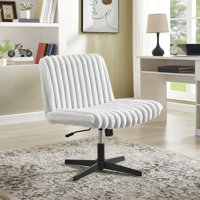Blynn Adjustable Swivel Criss Cross Chair, Wide Seat Office Chair Vanity Chair by Mercer41