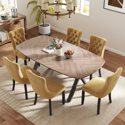 Rectangle Dining Set with Tufted Dining Chair by House of Hampton