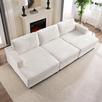 120" Upholstered Sofa, Oversized 3 Seater Sofa Couch With Cushion Covers Removable, Corduroy Fabric Sofa Couches For Living Room, Office, Apartment by Latitude Run
