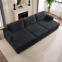 120" Upholstered Sofa, Oversized 3 Seater Sofa Couch With Cushion Covers Removable, Corduroy Fabric Sofa Couches For Living Room, Office, Apartment by Latitude Run