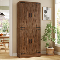 71" Farmhouse Kitchen Pantry Storage Cabinet With 4 Adjustable Shelves And Drawer by Gracie Oaks