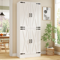 71" Farmhouse Kitchen Pantry Storage Cabinet With 4 Adjustable Shelves And Drawer by Gracie Oaks