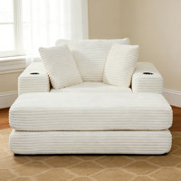 Masir 54.40" Oversized Lounge Chair Indoor Sleeper Chair with Movable Ottoman, Comfy Corduroy. by Latitude Run