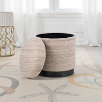 Handwoven Triton Matte Black Base Storage Ottoman by Ebern Designs