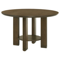 Framlingham 47-Inch Round Wood Dining Table With Shelf Brown by George Oliver