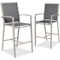 Outdoor Barstools Set Of 2, Bar Height Patio Chairs W/ All-Weather Mesh by Latitude Run