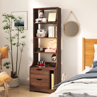 Night Stand With Bookshelf, Night Stand With 2 Storage Drawers For Bedroom by Latitude Run