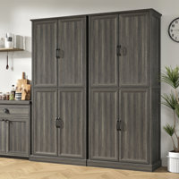 71" Tall Kitchen Pantry Cabinet, Tall Storage Cabinet With 4 Doors And Adjustable Shelves For Kitchen, Dining Room, Living Room, Bathroom by Wildon Home
