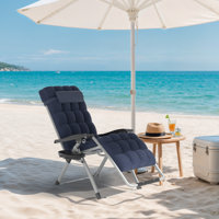 Reinforced Zero Gravity Chair With Cushion & Side Tray Folding Outdoor Lounger 330 Lbs Capacity Adjustable Headrest by Latitude Run