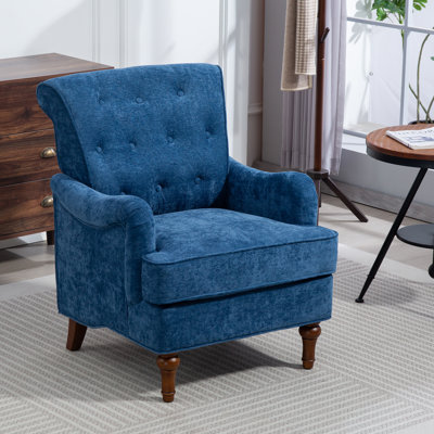 Accent Chair With Comfy Club Fabric,Comfy Upholstered Living Room Arm Chair,Springs Cushions & Retro Wooden Legs,Fabric Sofa Chair Reading Chair for B by Alcott Hill
