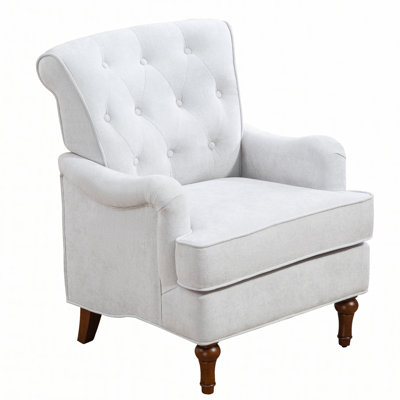 Accent Chair With Comfy Club Fabric,Comfy Upholstered Living Room Arm Chair,Springs Cushions & Retro Wooden Legs,Fabric Sofa Chair Reading Chair for B by Alcott Hill