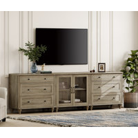 Farmhouse TV Stand, 3-In-1 TV Console Table For 75/80/85/90 Inch TV, Entertainment Center With Drawer & Glass Door by Darby Home Co