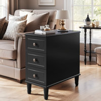 Solid Wood End Table, Fully Assembled Narrow Side Table with 3 Drawers by Red Barrel Studio