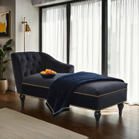 Modern Lounge Chair with Button Tufting & Nailhead Trim,Sleeper Sofa with Wood Legs for Office by Charlton Home