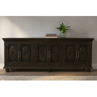 Athena 6-door Sideboard In Antique Black With Traditional Carving On Solid Wood by Charlton Home