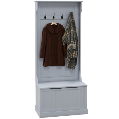 28" 3-In-1 Entryway Hall Tree With Storage Bench,Coat Rack With Four Hooks And Shoe Storage by Red Barrel Studio