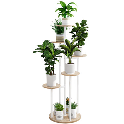 Plant Stand Indoor 6 Tier 9 Potted Multiple Flower Pot Holder For Patio Garden Balcony Living Room Corner (6 Tier White) by Latitude Run