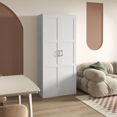 71" Tall Storage Cabinet With Movable Storage Shelves, Modern Style Pantry Cupboard Cabinet With Soft Close Doors, White by George Oliver