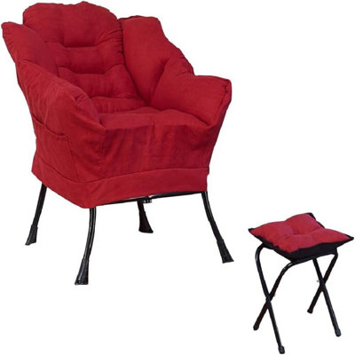 Fabric Large Lazy Chair Accent Reading Lounge Sofa Chair With Armrest & Ottoman by Winston Porter