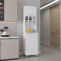 Attica 80" High Double Cabinet Kitchen Pantry , Storage Cabinet, Six spice Cubbies and Four Shelves for Kitchen, Garage White by Ebern Designs