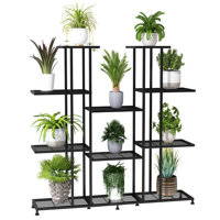Metal Plant Stand, Large Indoor Plant Stands Decorative Black Steel Plant Shelf For Indoor Patio Garden Balcony And Yard,Tall Multi Tier Plant Stand(9 by Arlmont & Co.
