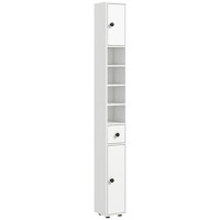 Tall Bathroom Storage Cabinet, Narrow Toilet Paper Cabinet With Open Shelves, 2 Door Cabinets, Adjustable Shelves For Kitchen, Hallway, Living Room, W by George Oliver