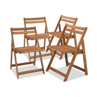 Solid Acacia Wood Patio Folding Chairs Set of 4 by Red Barrel Studio