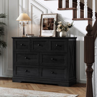 Farmhouse 7 Drawer Bedroom Dresser, Wood Tall Chest of Drawers, Closet Storage for Bedroom by August Grove