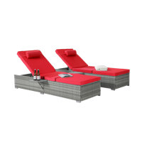 Outdoor Chaise Lounge Chair Set Of 2 With Storage Patio Pool Lounge Chairs Outdoor Lounger Beach Rattan Recliners by Latitude Run
