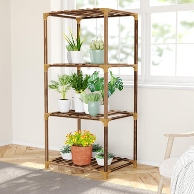 4 Tier Long Plant Stand Indoor, Outdoor Wood Plant Stands For Multiple Plants, Plant Shelf Ladder Table Plant Pot Stand For Living Room, Patio, Balcon by 17 Stories