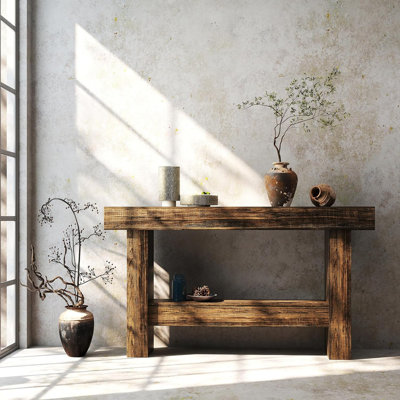 55-Inch Farmhouse Console Table,Wooden Rectangular Sofa Table Behind The Couch,Industrial Entryway Table With Storage For Living Room,Entrance,Hallway by Millwood Pines