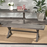 Modern Outdoor Aluminum Dining Bench Outdoor Bench Garden Bench Patio Bench by Red Barrel Studio