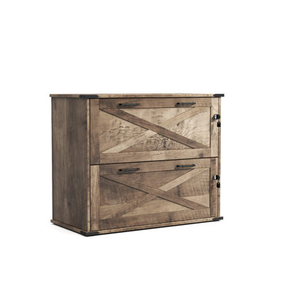 Barn Door Wooden 2 Drawers Flynt With Lock 25.79"H by Gracie Oaks