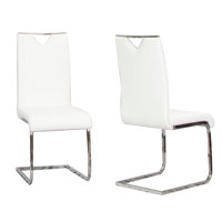 Doral White Faux Leather Dining Chairs w Chrome Cantilever Base Set of 2 by Orren Ellis