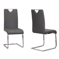 Doral White Faux Leather Dining Chairs w Chrome Cantilever Base Set of 2 by Orren Ellis
