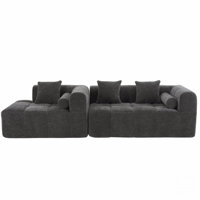 Modular Sectional Sofa with Deep Seating & 2 Side Pockets for Living Room by Wrought Studio