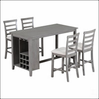5-Piece Multi-Functional Rubber Wood Counter Height Dining Set with Padded Chairs by Lark Manor