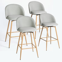 Modern Counter Stool Fabric Upholstery with Oak Legs Stylish and Comfortable for Kitchen Bar or Dining Area by George Oliver